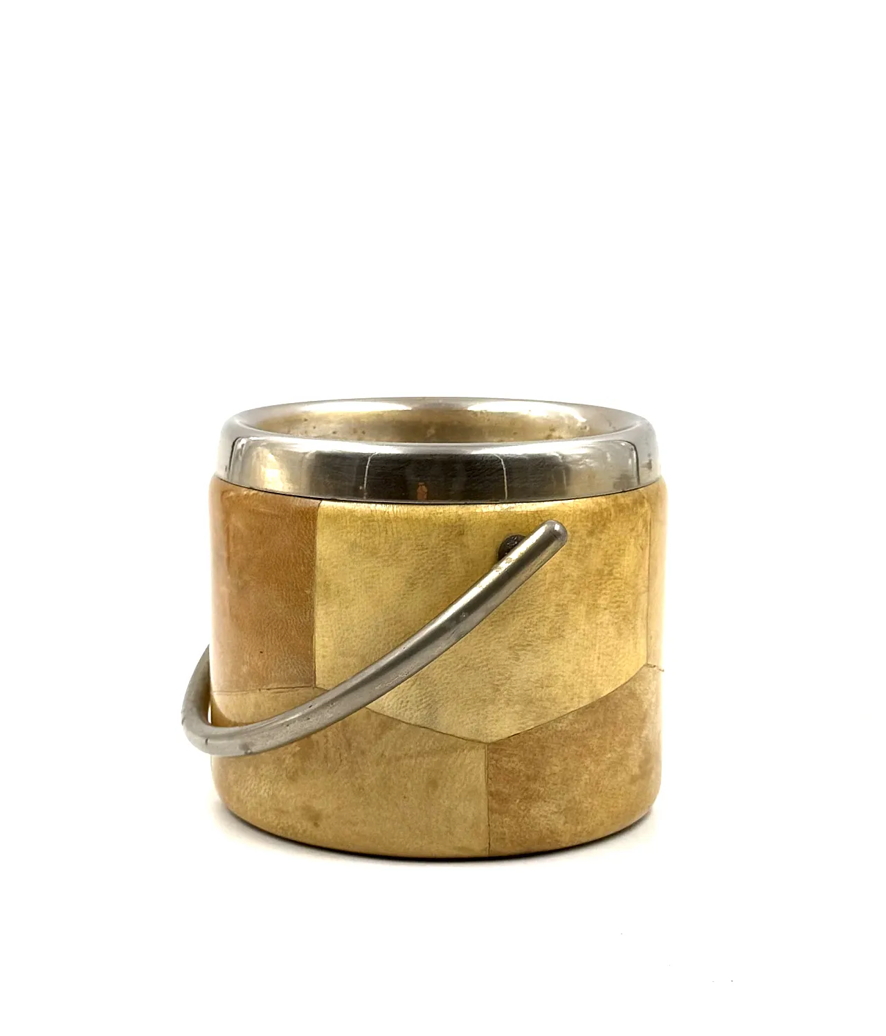 Mid-Century Cream Parchment Ice Bucket, Aldo Tura Italy 1950s 6