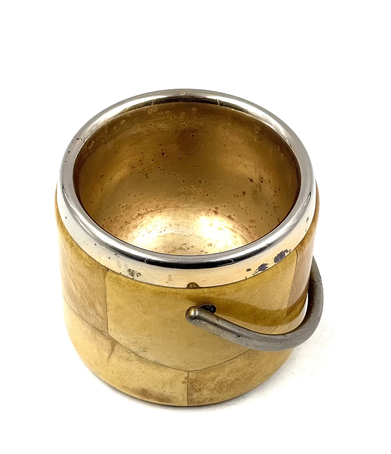 Mid-Century Cream Parchment Ice Bucket, Aldo Tura Italy 1950s 11