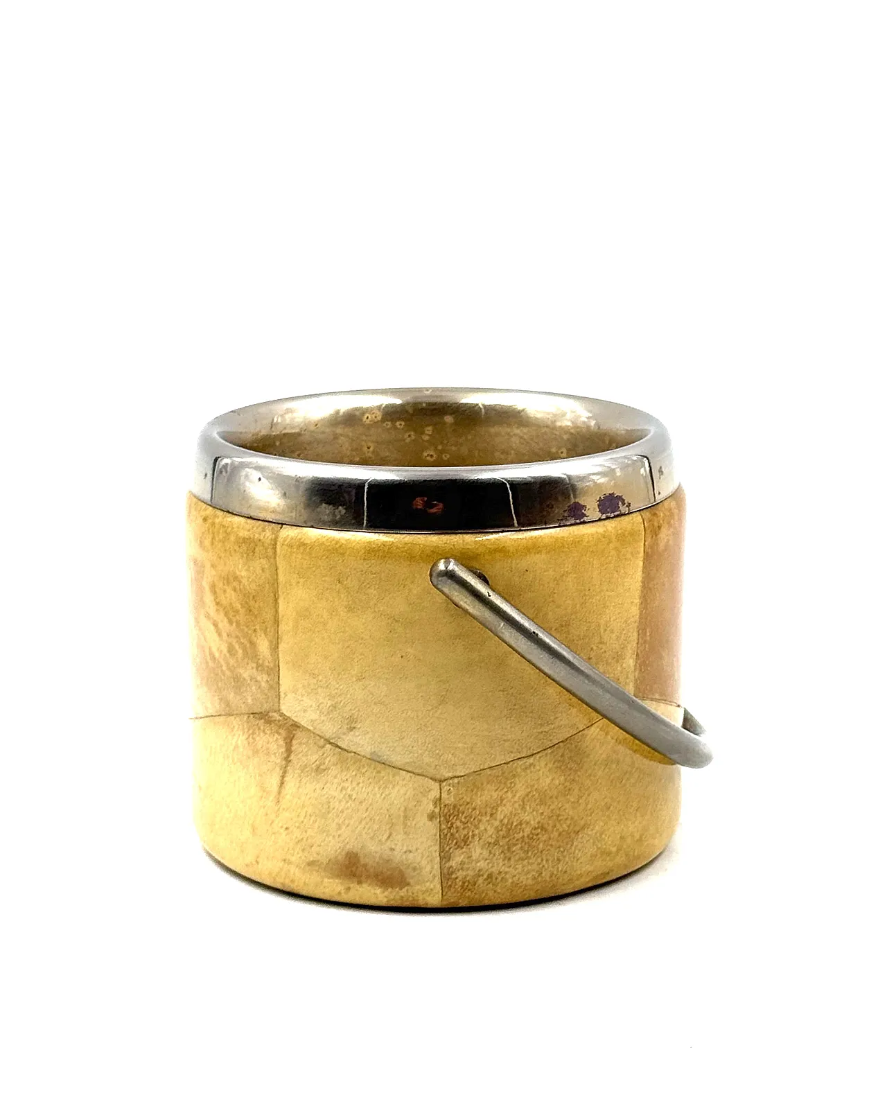 Mid-Century Cream Parchment Ice Bucket, Aldo Tura Italy 1950s 12