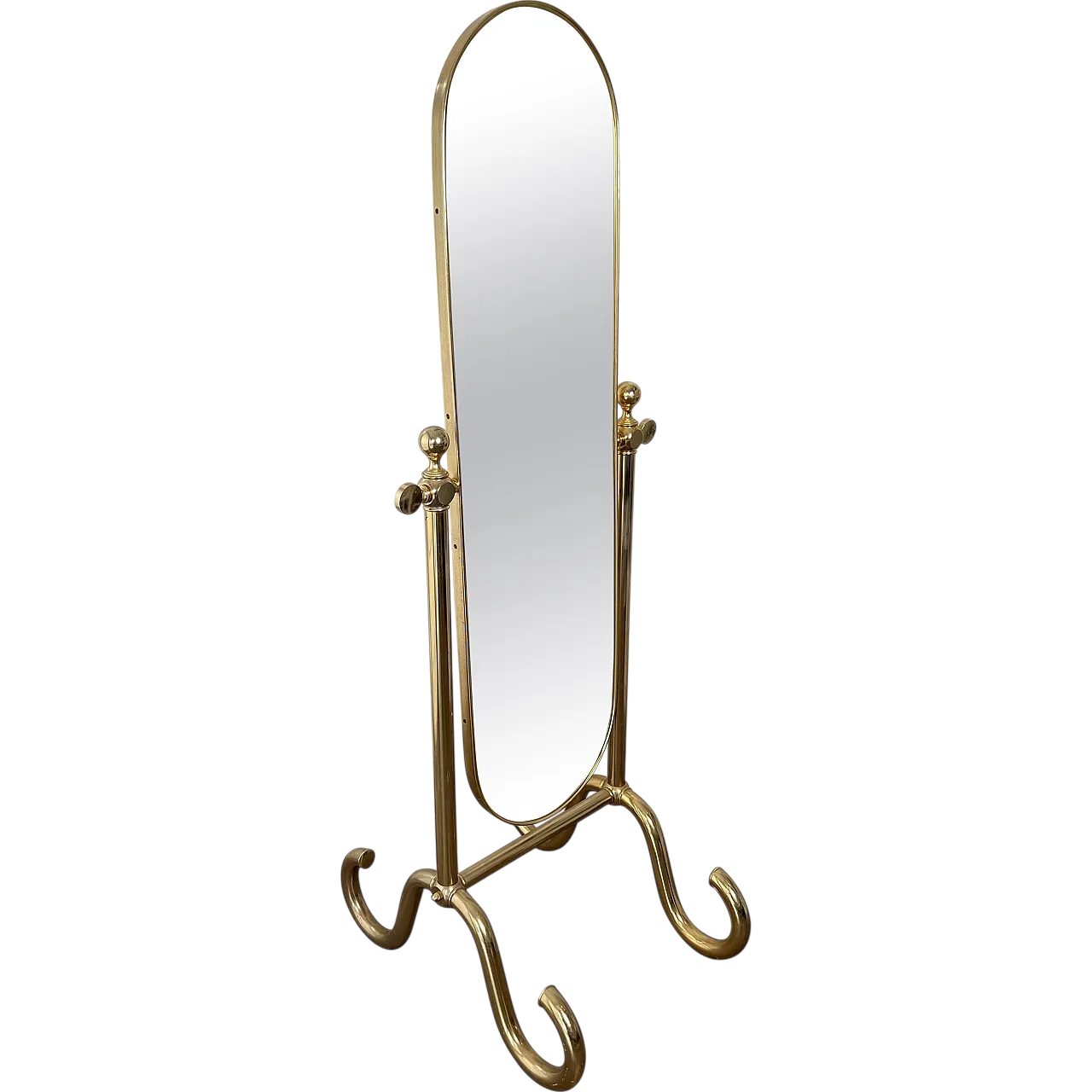 Specchio Psiche in ottone, anni '70 21