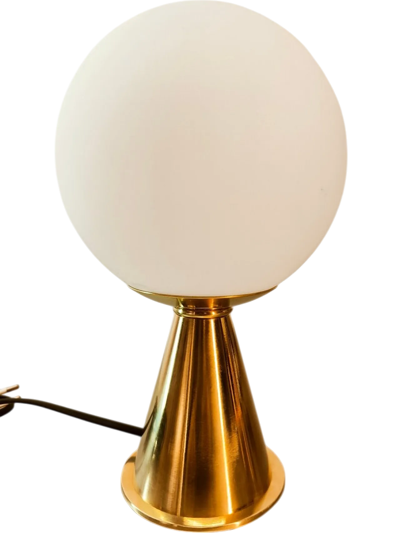 Brass table lamp with white sphere, 1970s 10