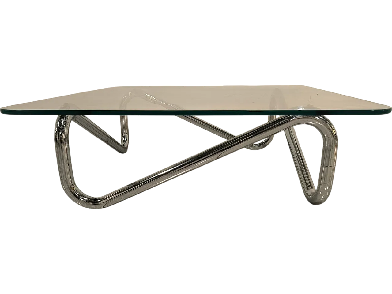 Space Age square chromed tubular coffee table, 1970s 15