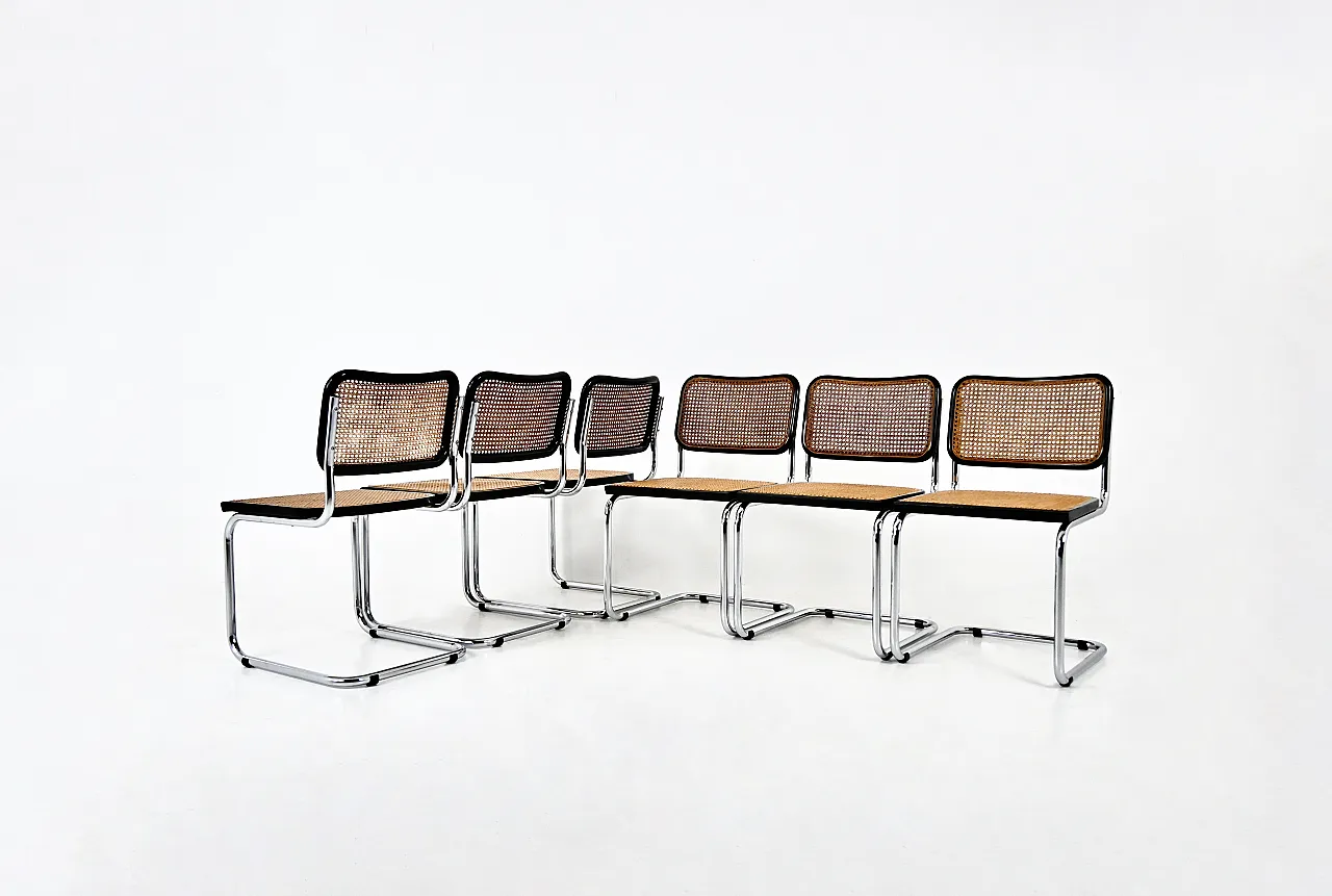 6 sedie da pranzo in stile B32 di Marcel Breuer, anni '80 1