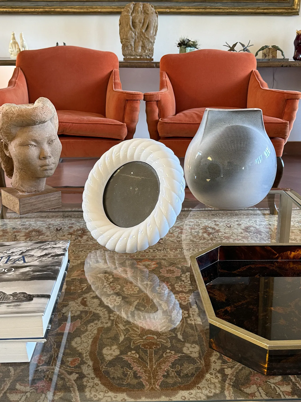 Hollywood Regency Ceramic Picture Frame, Tommaso Barbi Italy 1970s 3