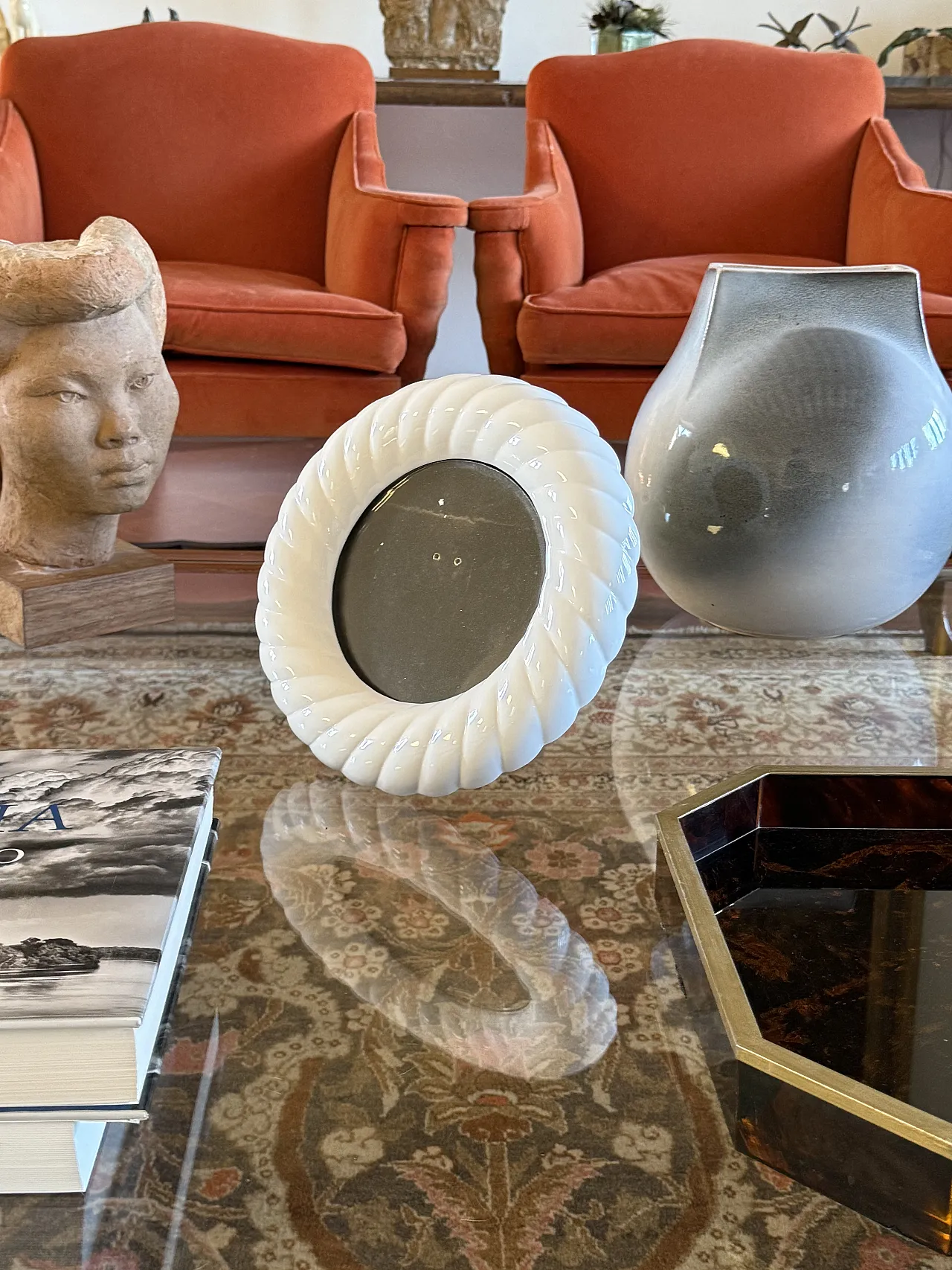 Hollywood Regency Ceramic Picture Frame, Tommaso Barbi Italy 1970s 5