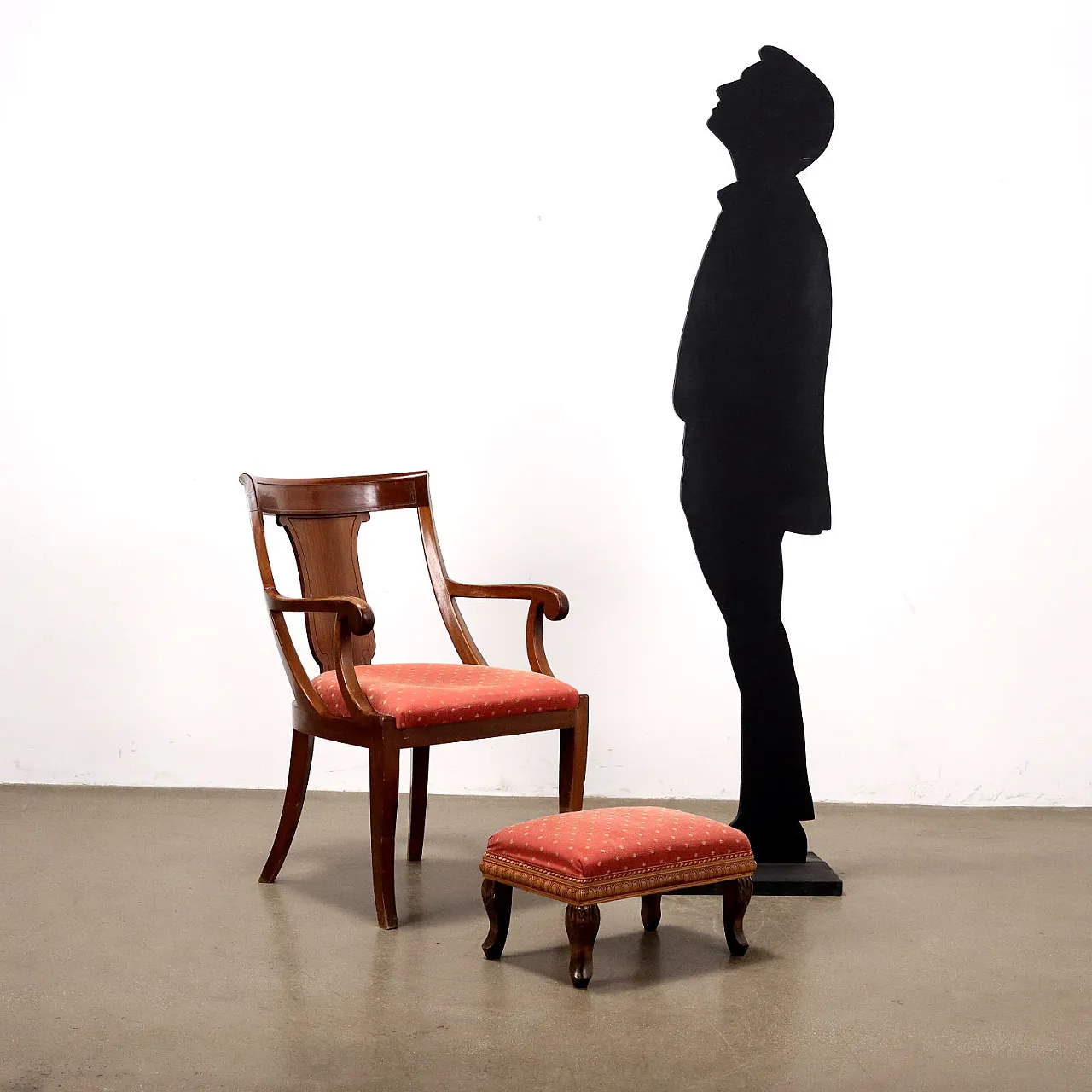 Empire-style armchair with footstool, 19th century 2