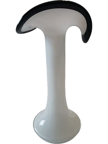 Vaso ornamentale in vetro bianco e nero, anni '90