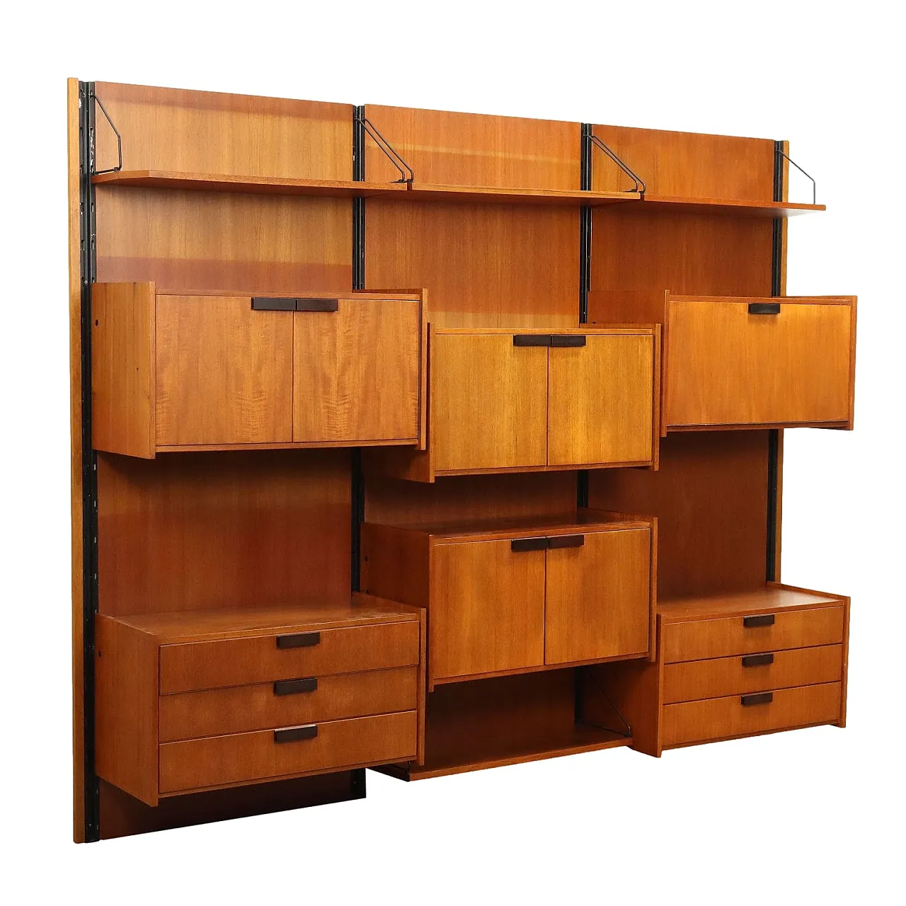 Wall bookcase in teak veneer, 1960s 1