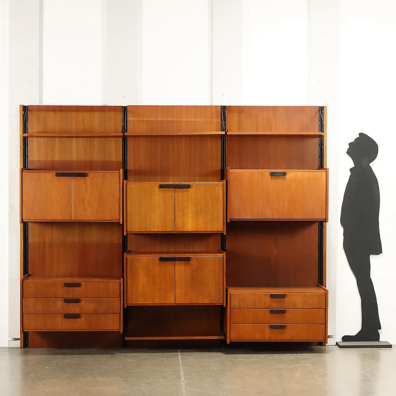 Wall bookcase in teak veneer, 1960s 2