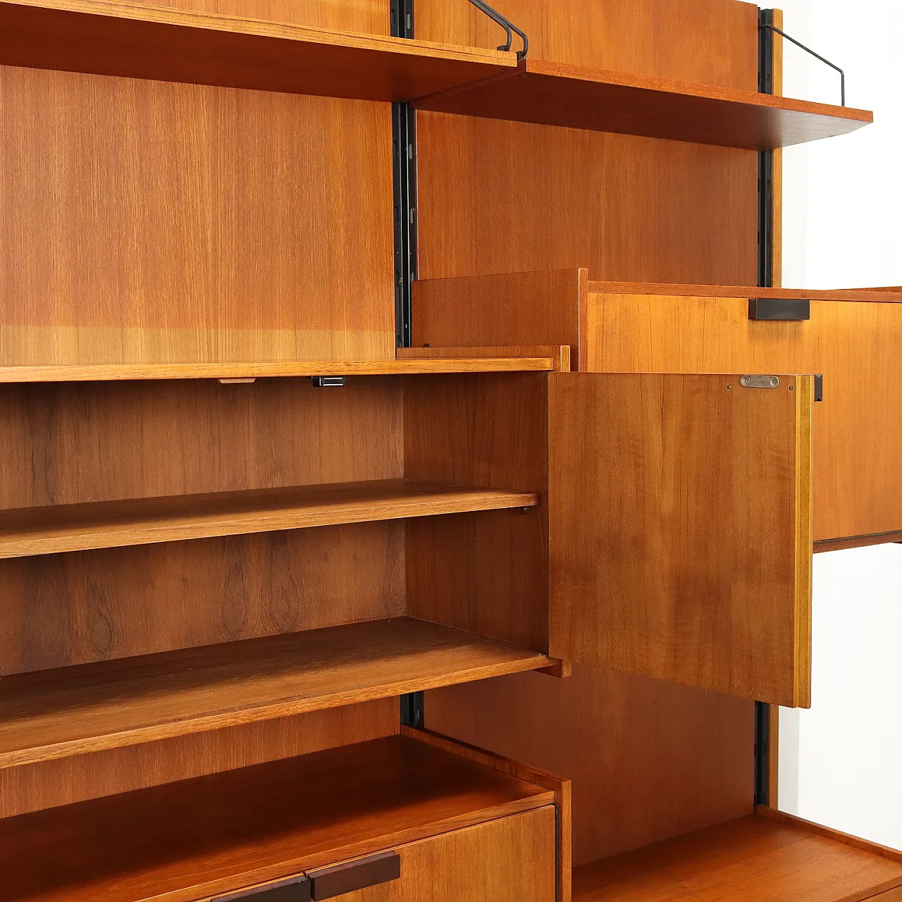 Wall bookcase in teak veneer, 1960s 5