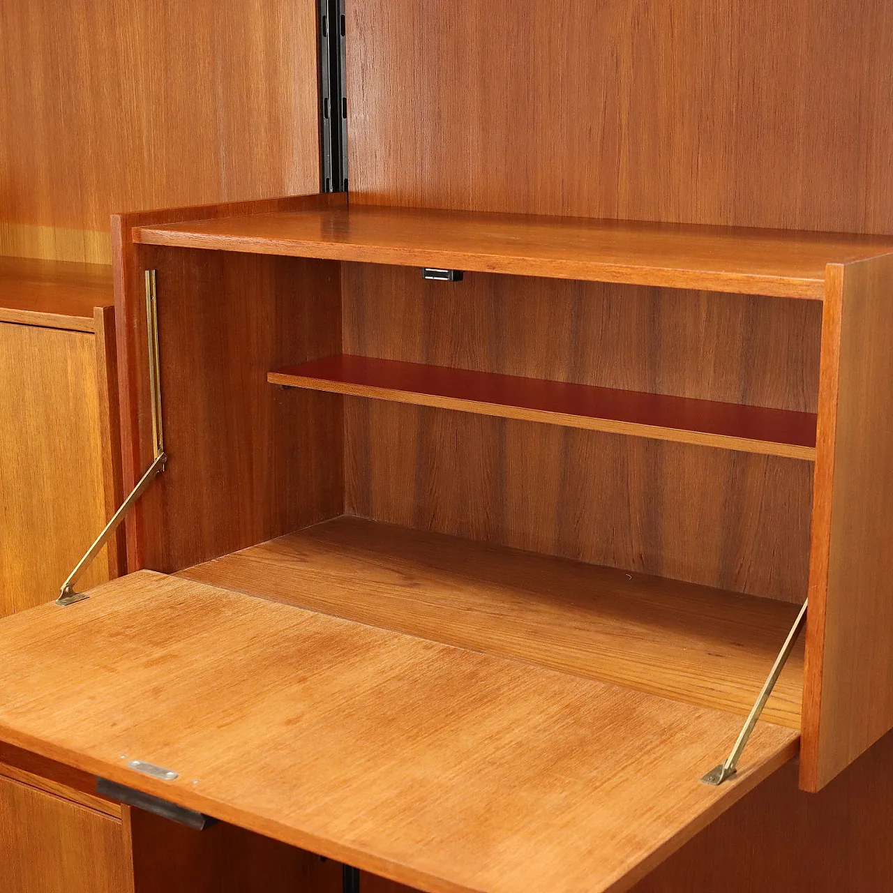 Wall bookcase in teak veneer, 1960s 6