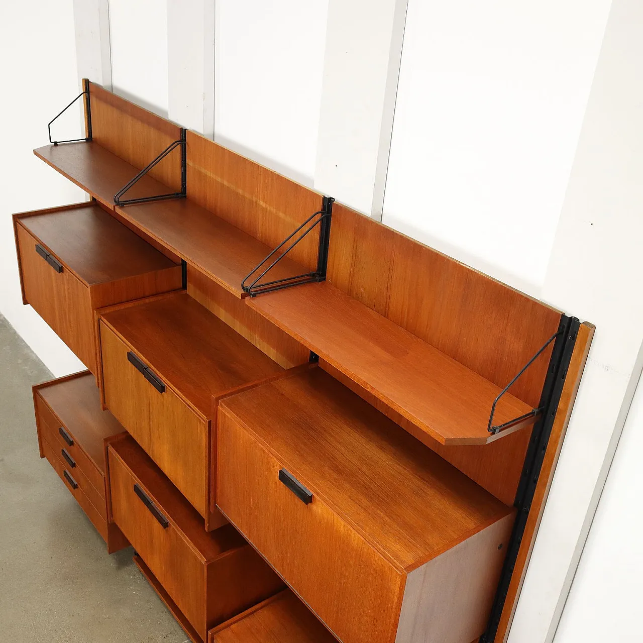 Wall bookcase in teak veneer, 1960s 10