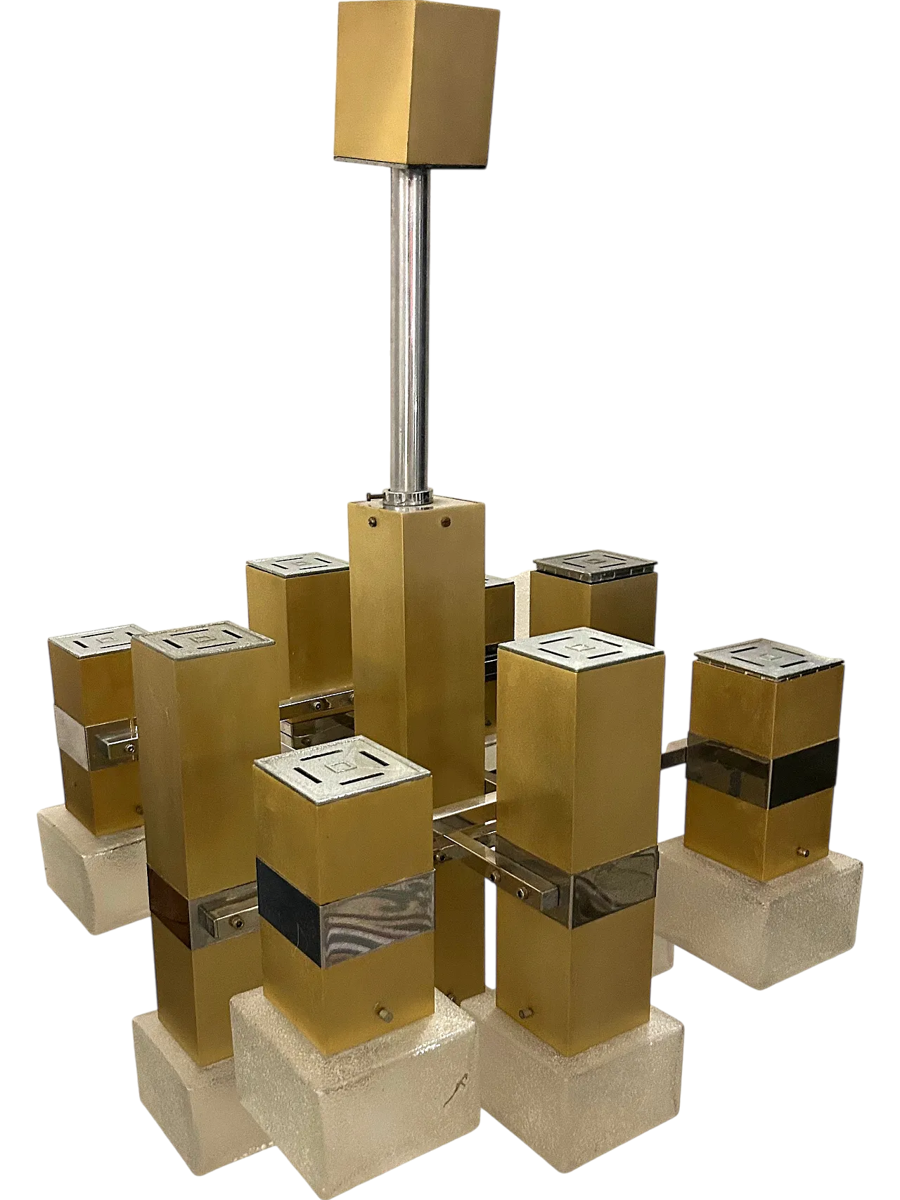 Cubic gold -style cubic chandelier, anni '70 9