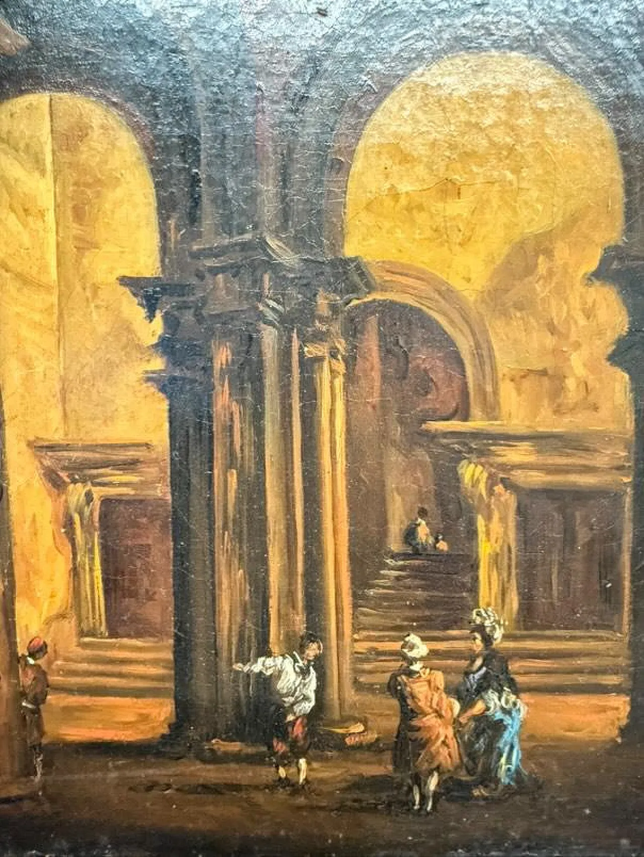 Oil painting on table, internal architecture, 1850 10