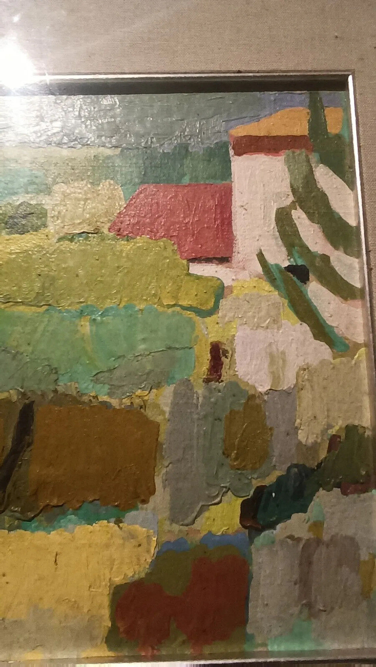 Abstract oil on canvas by Lando Landini, 1950s 5