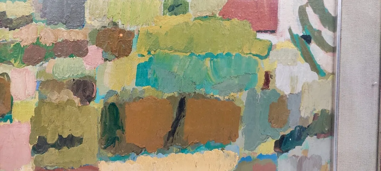 Abstract oil on canvas by Lando Landini, 1950s 6