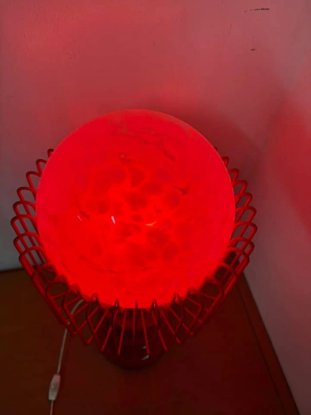 Red table metal lamp, 70s 3