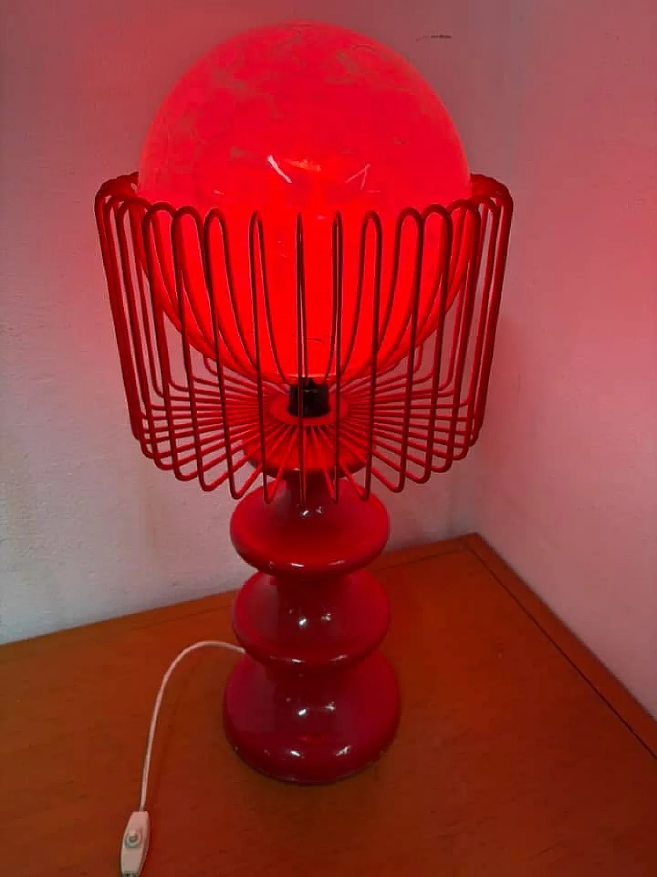 Red table metal lamp, 70s 5