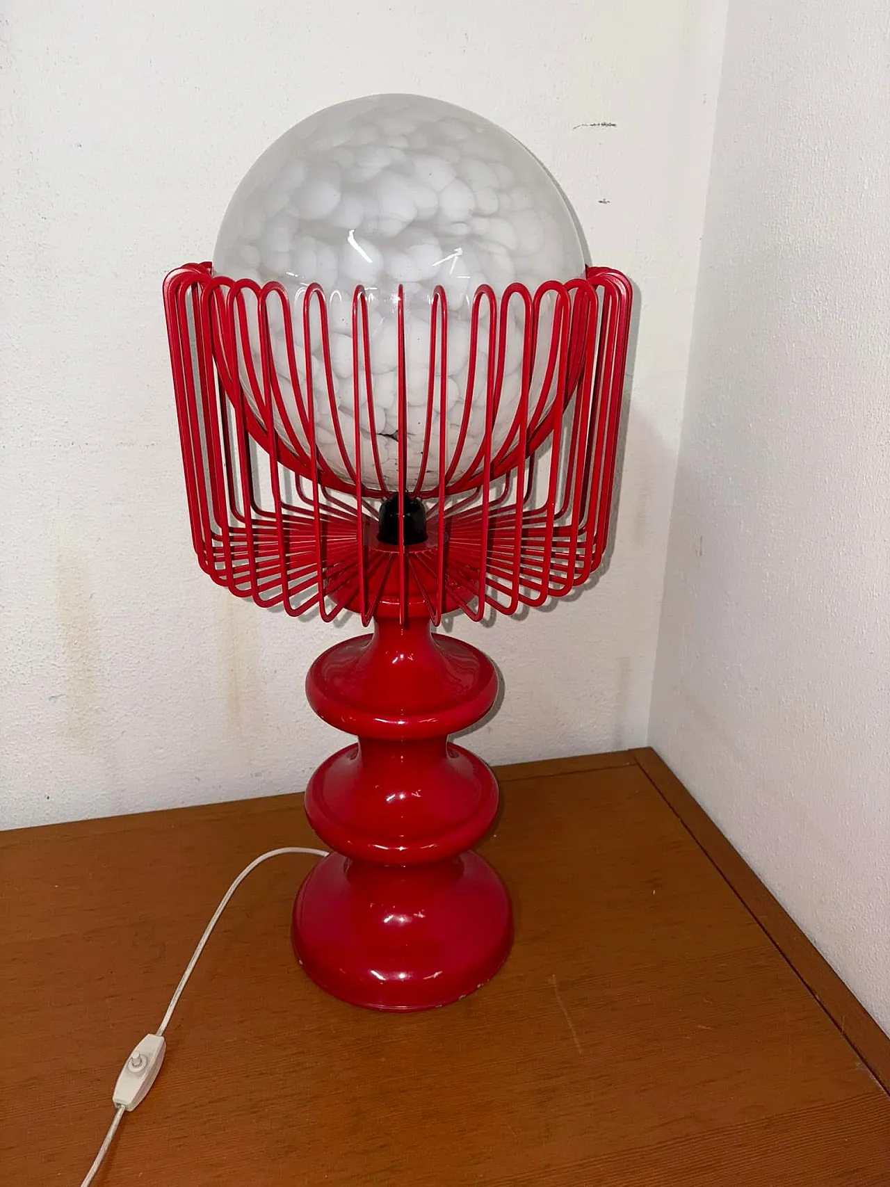 Red table metal lamp, 70s 6