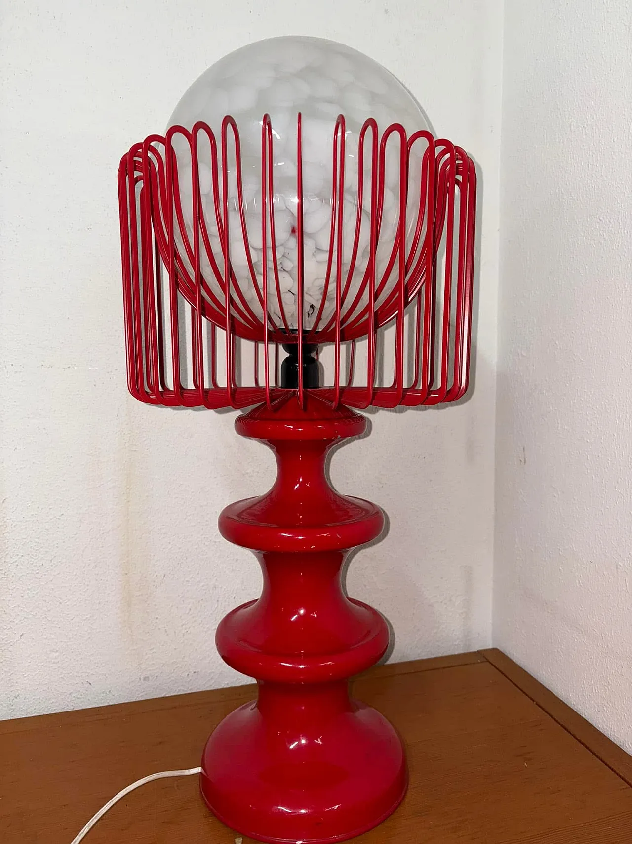 Red table metal lamp, 70s 7