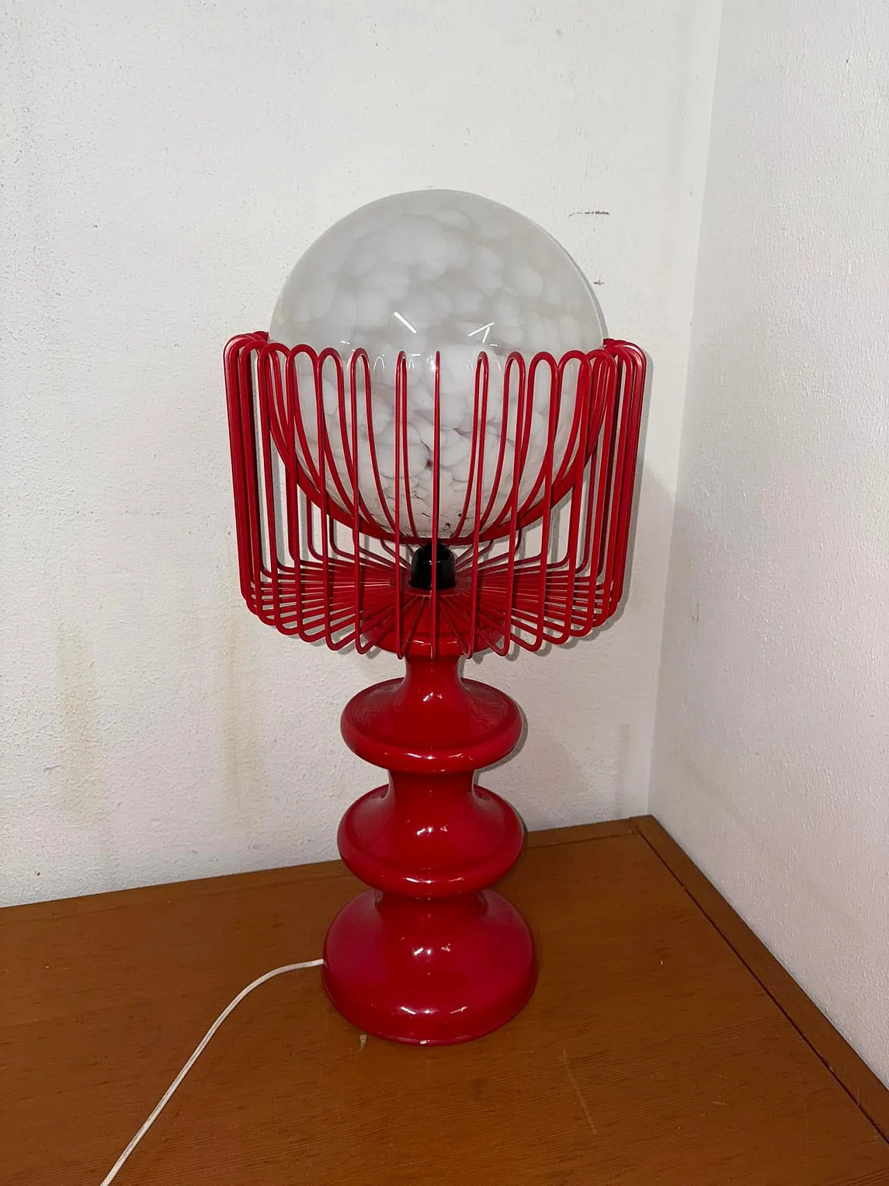 Red table metal lamp, 70s 8