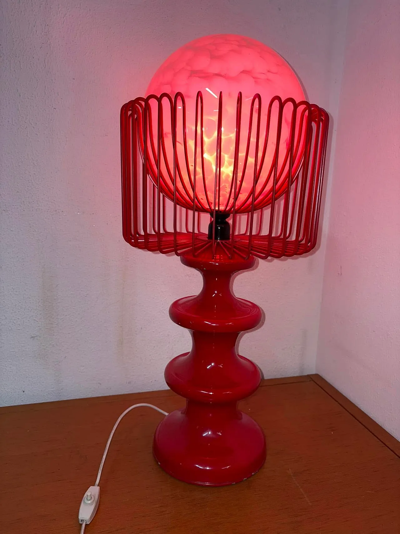 Red table metal lamp, 70s 10