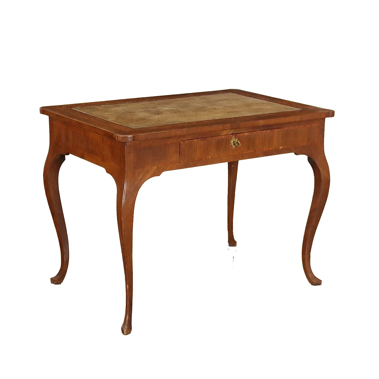 Scrivania in legno con cassetto e gambe mosse, '700 1