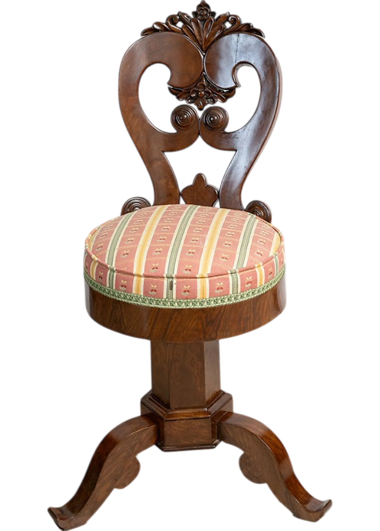 Poltroncina girevole Luigi Filippo Napoletana in piuma di mogano, '800 4