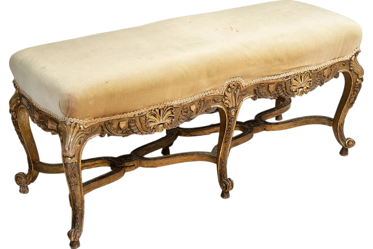 Bench Napoleon III in golden and carved wood, 19th century 4