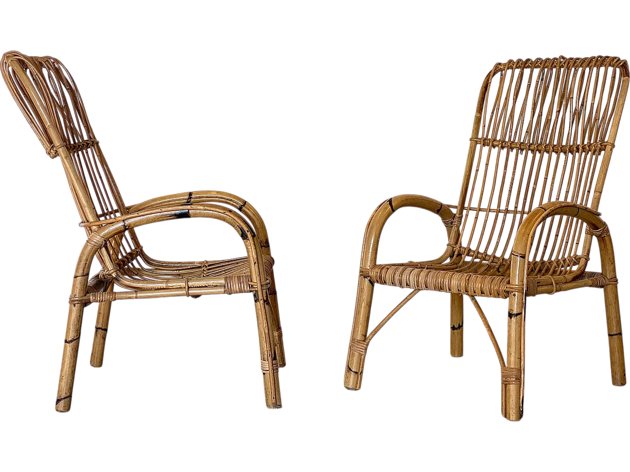 Pair of bamboo armchairs 70s 12