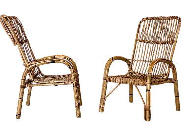 Pair of bamboo armchairs 70s