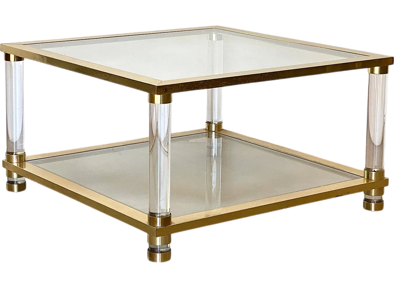 Table in brass and plexiglas 70s 11