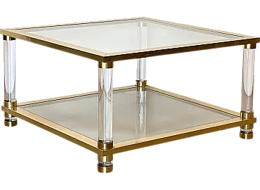 Table in brass and plexiglas 70s