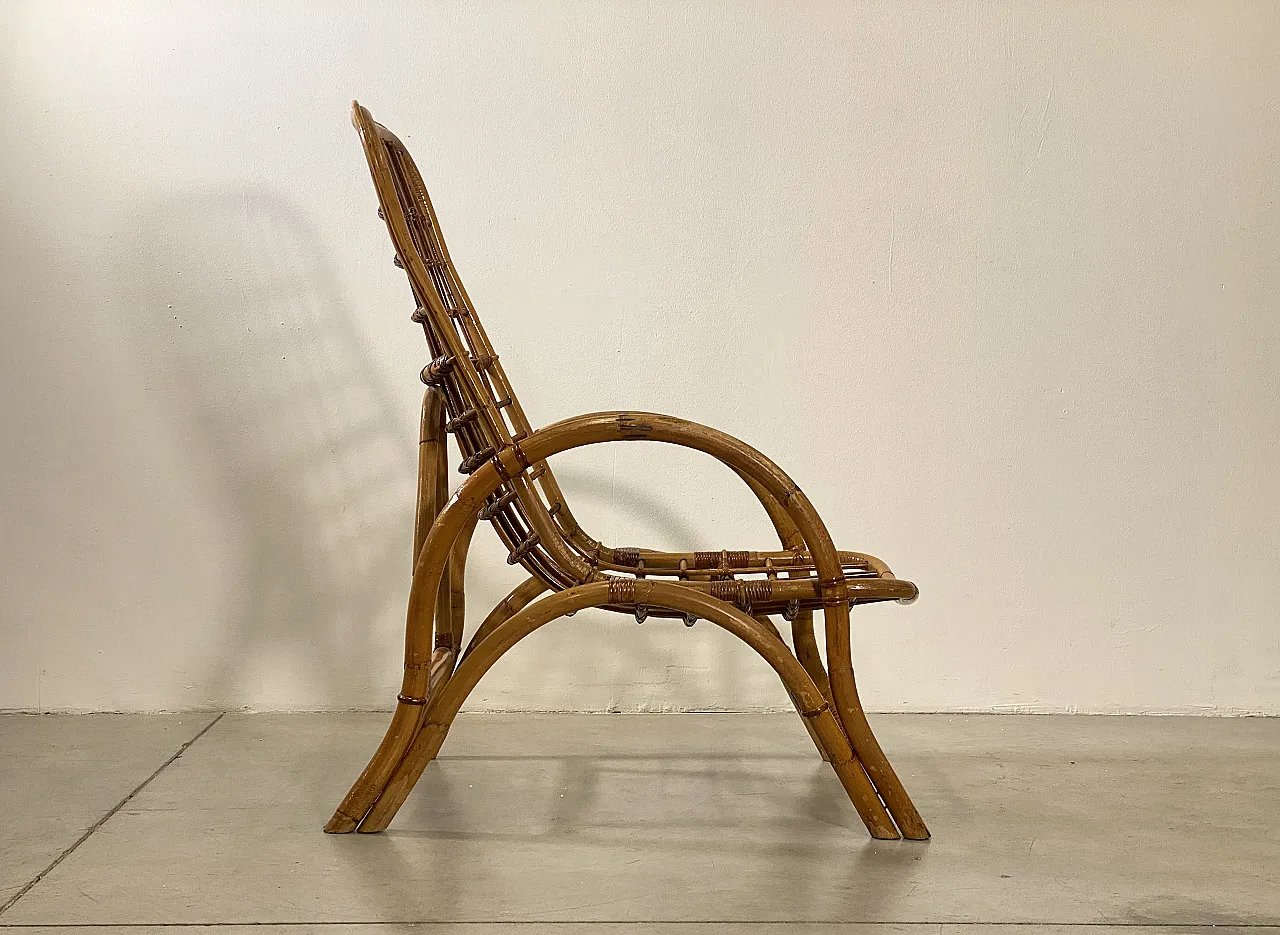 Coppia di poltrone in giunco e bambù, anni '70 10