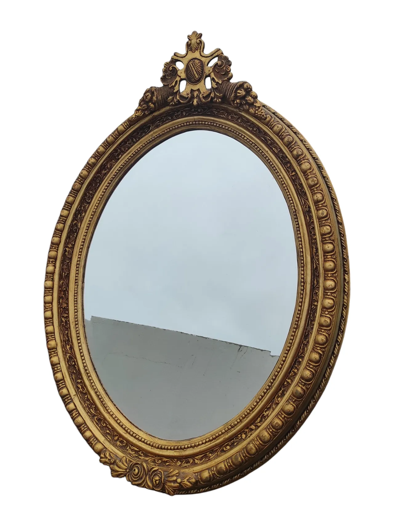 Coppia di specchi ovali Luigi XVI in legno dorato, anni '60 7