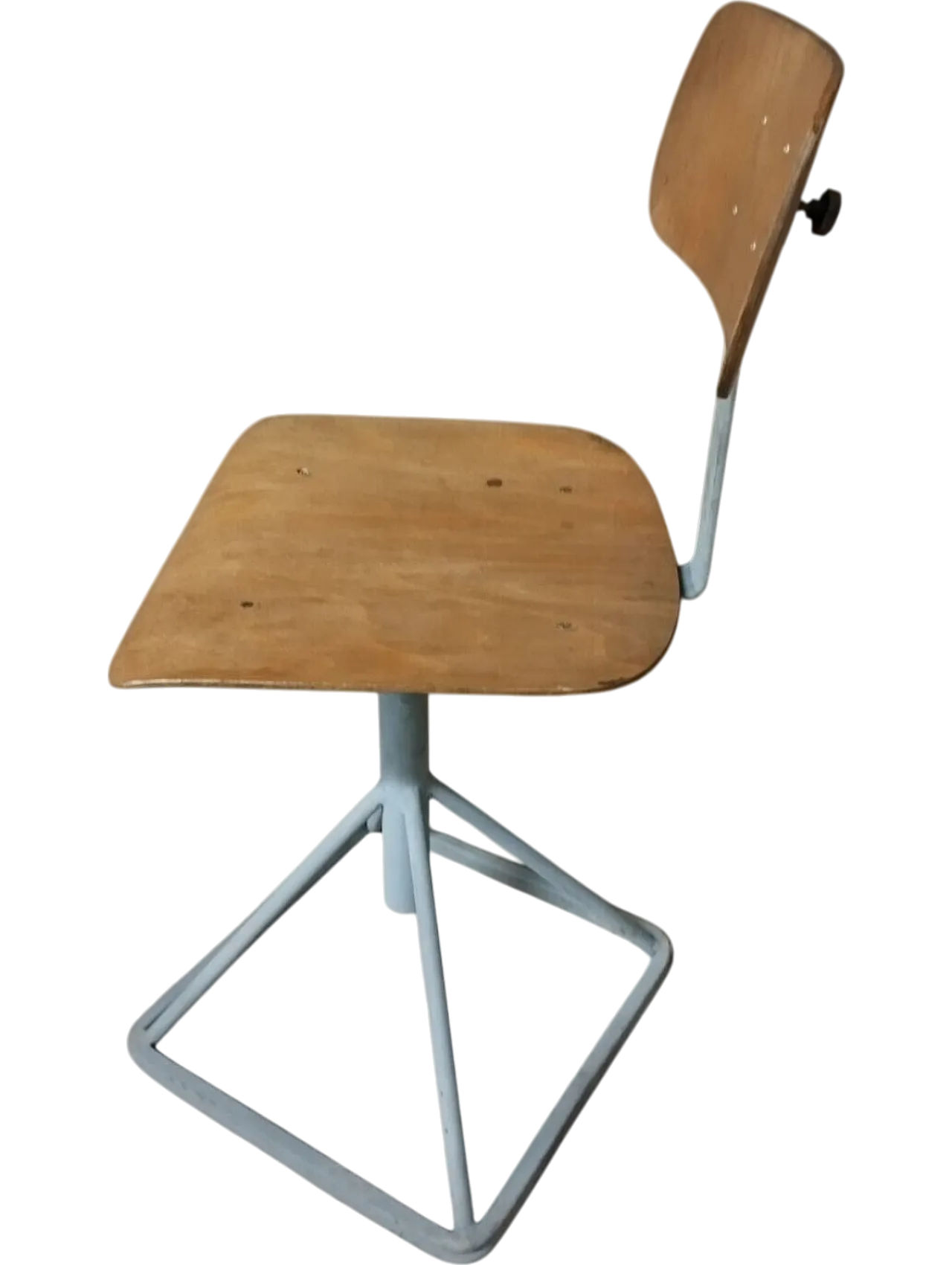 Industrial stool in wood and iron, 1970s 11