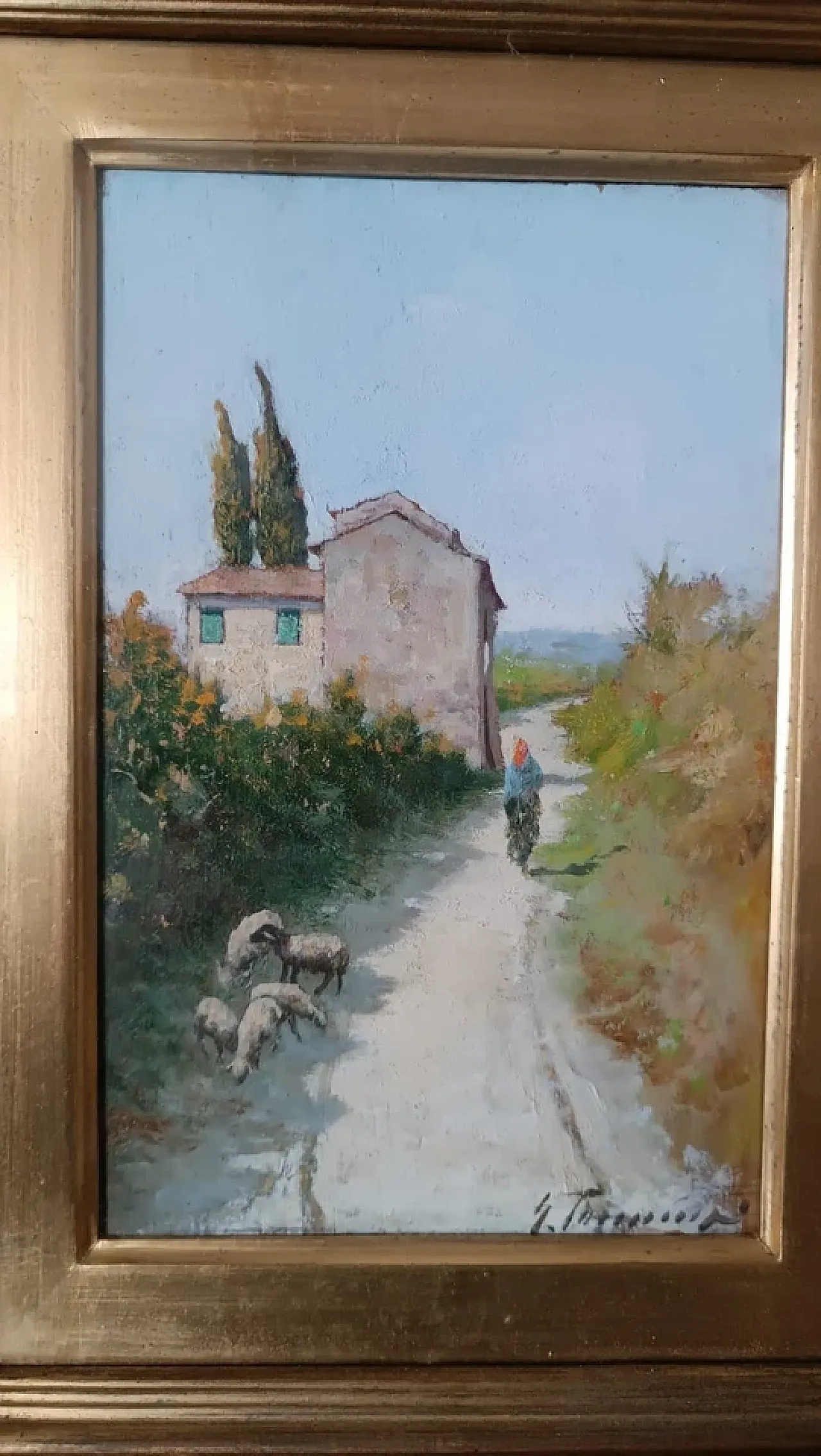 Tuscan foreshortening by Gino Tommasi, oil on panel, 20th century 5