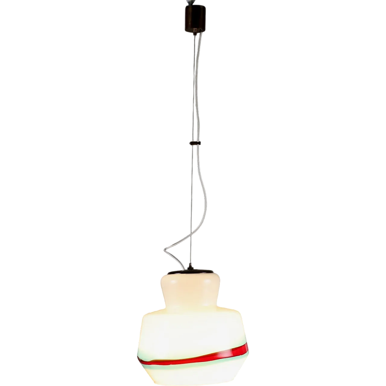 Lampada da soffitto in vetro lattimo e ottone, anni '60 10