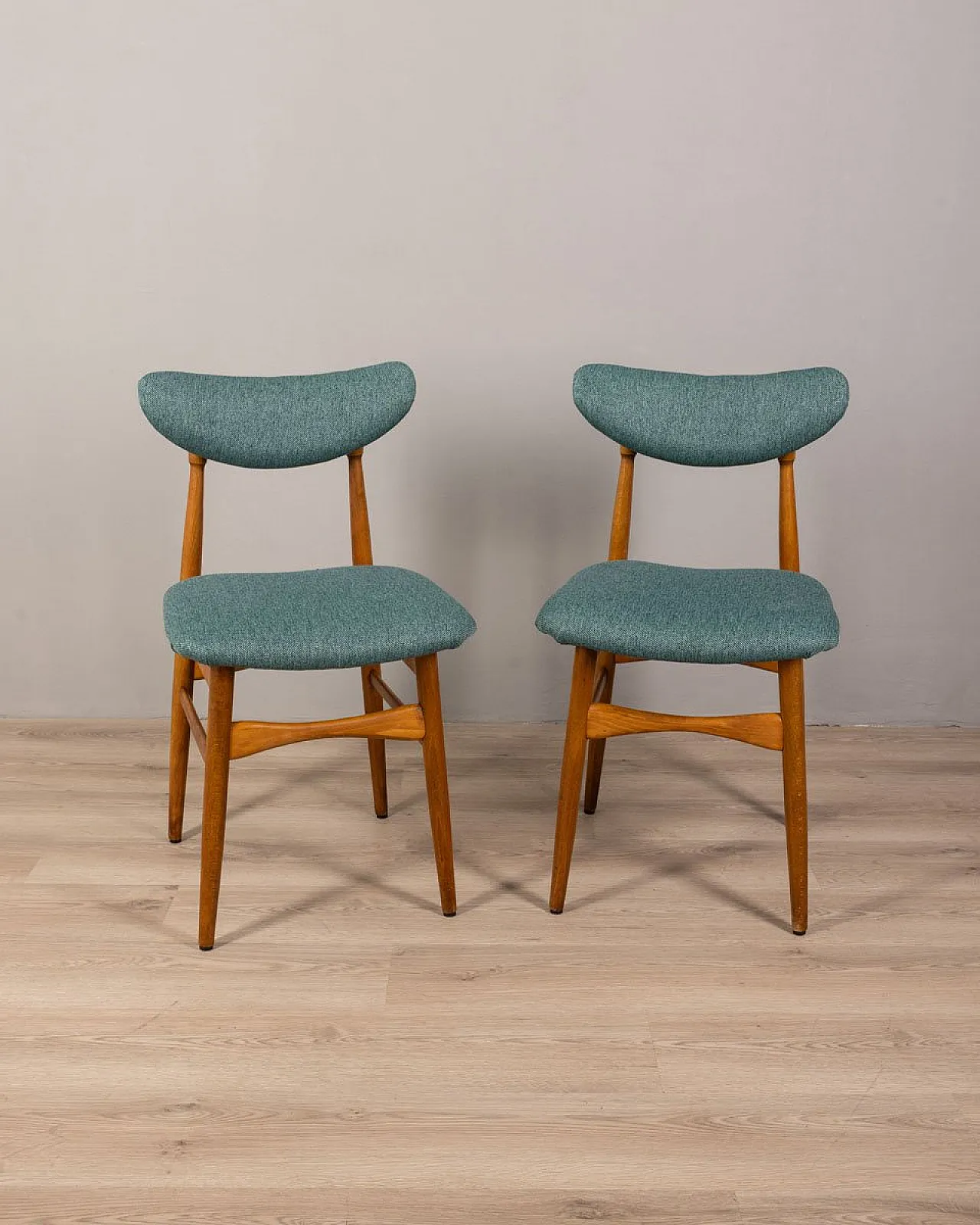 4 Chairs in green fabric, 1960s 1