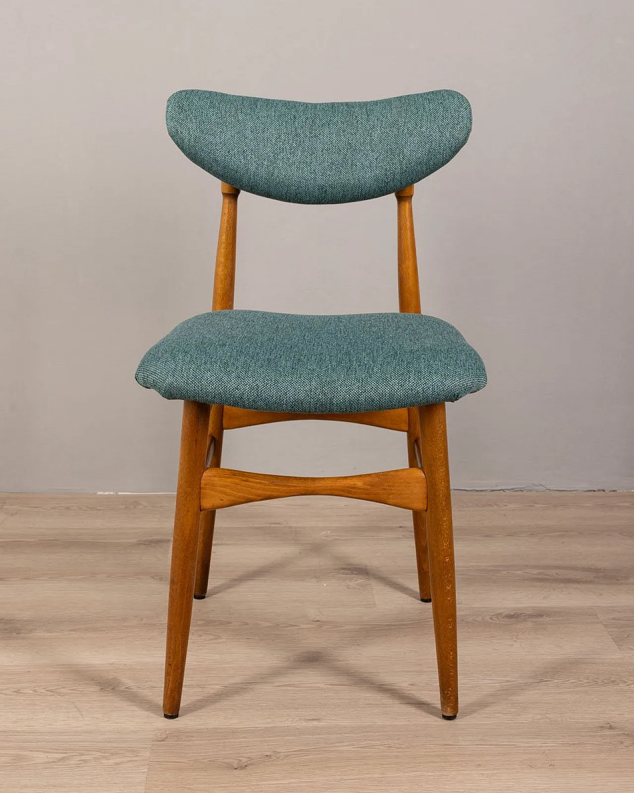 4 Chairs in green fabric, 1960s 2