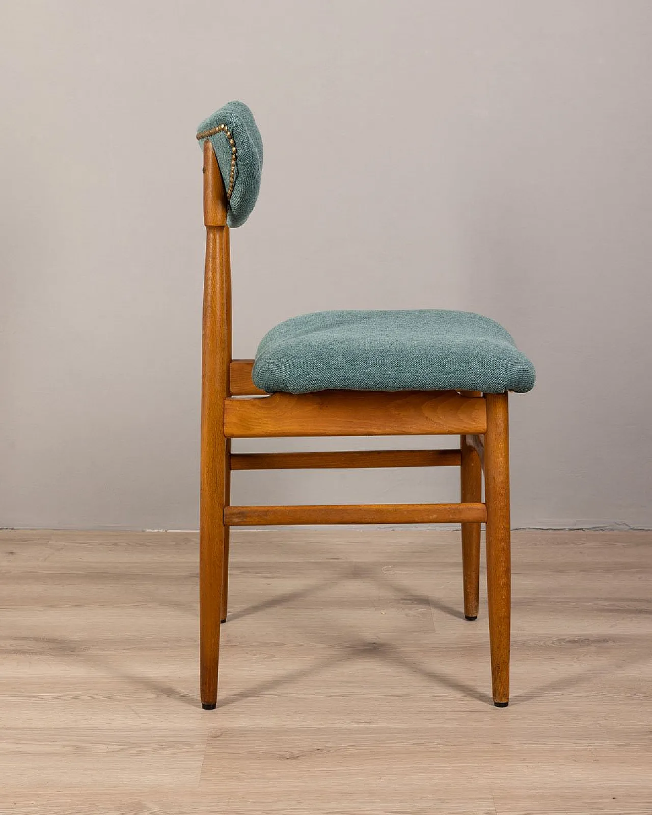 4 Chairs in green fabric, 1960s 3