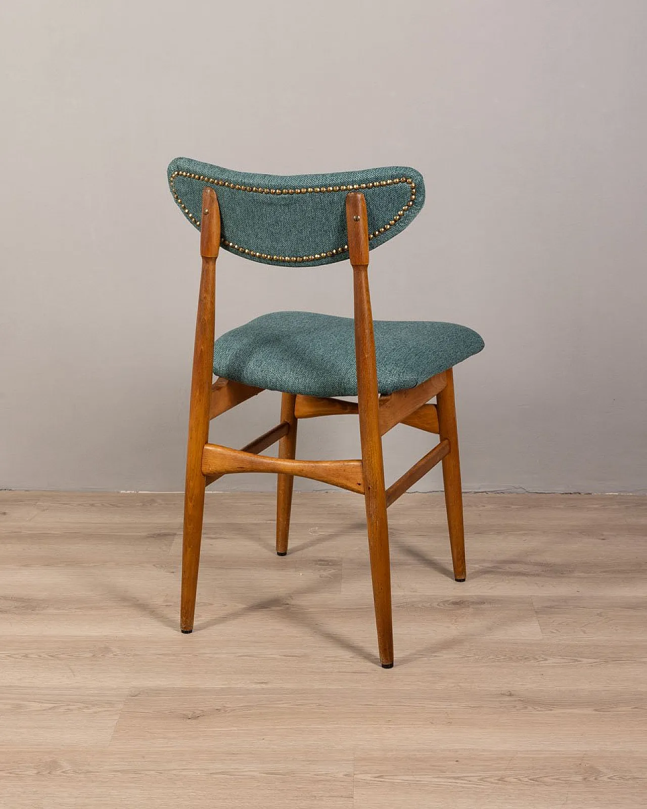 4 Chairs in green fabric, 1960s 4