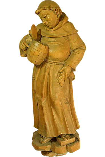 Scultura tedesca in legno Monaco con tankard, anni '50