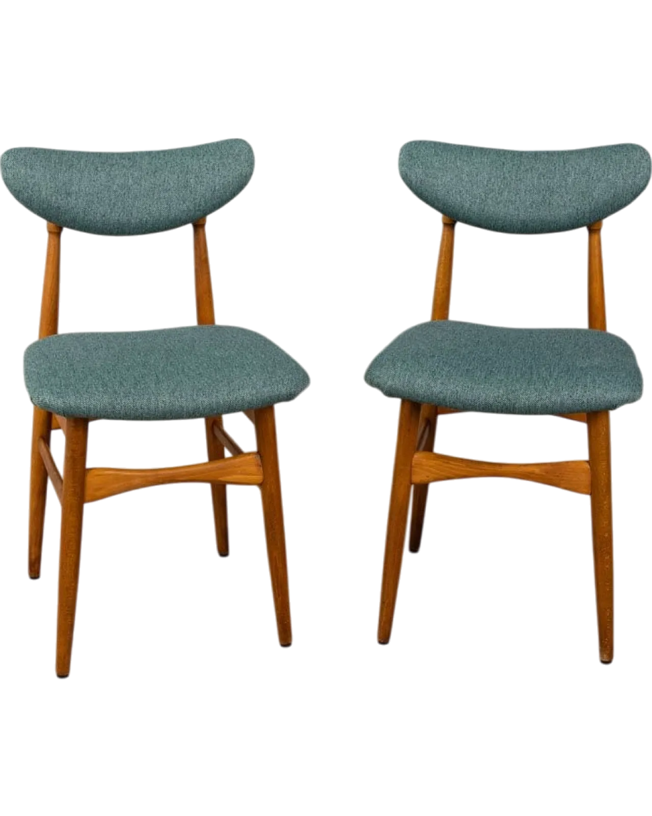 4 Chairs in green fabric, 1960s 9