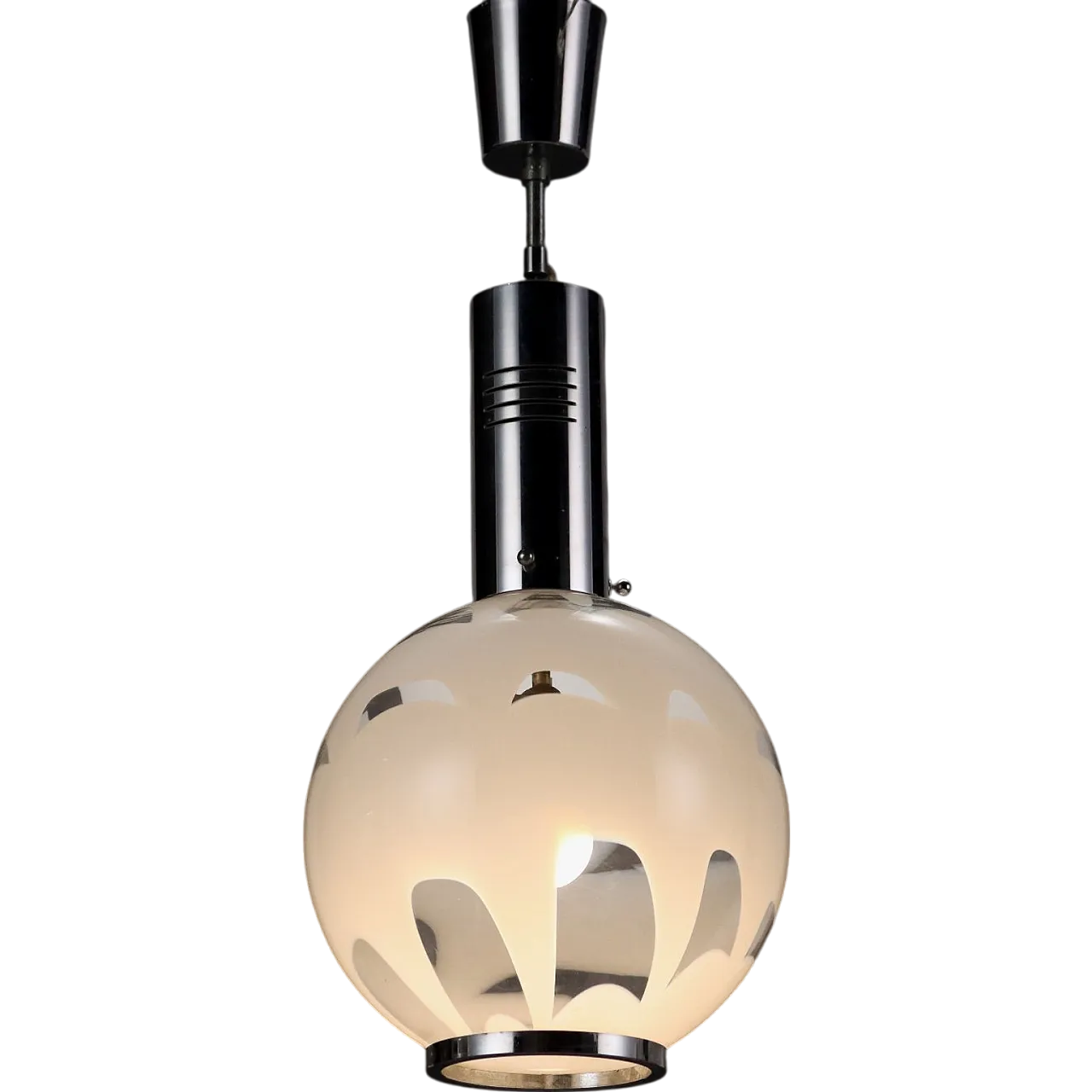 Blown glass and aluminium ceiling lamp, late 20th century 9