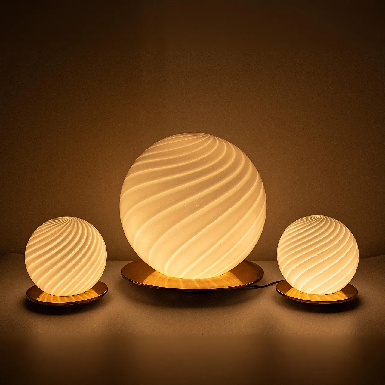 Tris di lampade in Vetro di Murano nello stile di Venini, anni 70 1