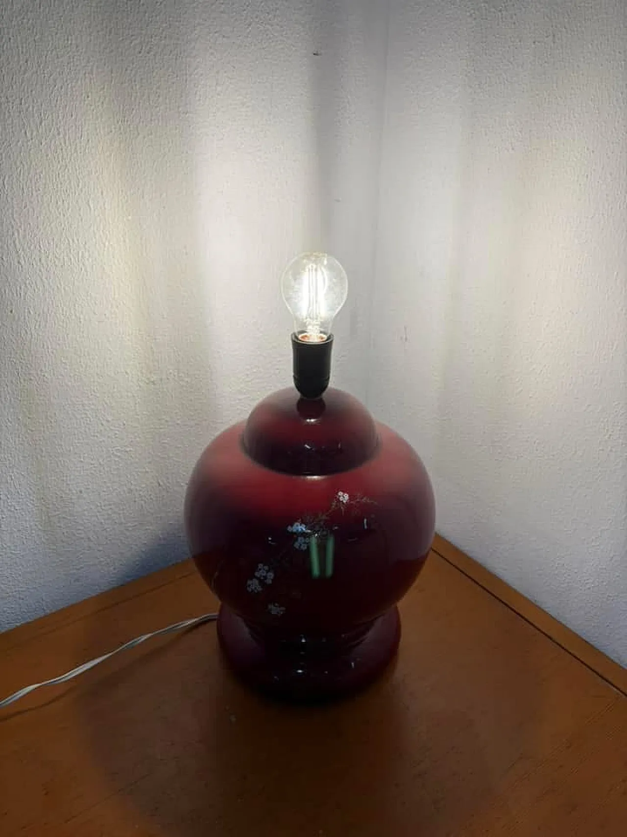 Lampada ceramica rossa,  anni '70 2