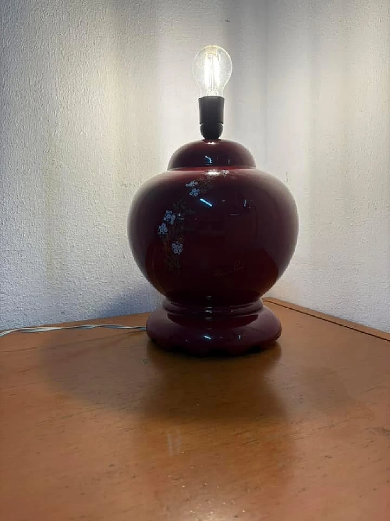 Lampada ceramica rossa,  anni '70 3