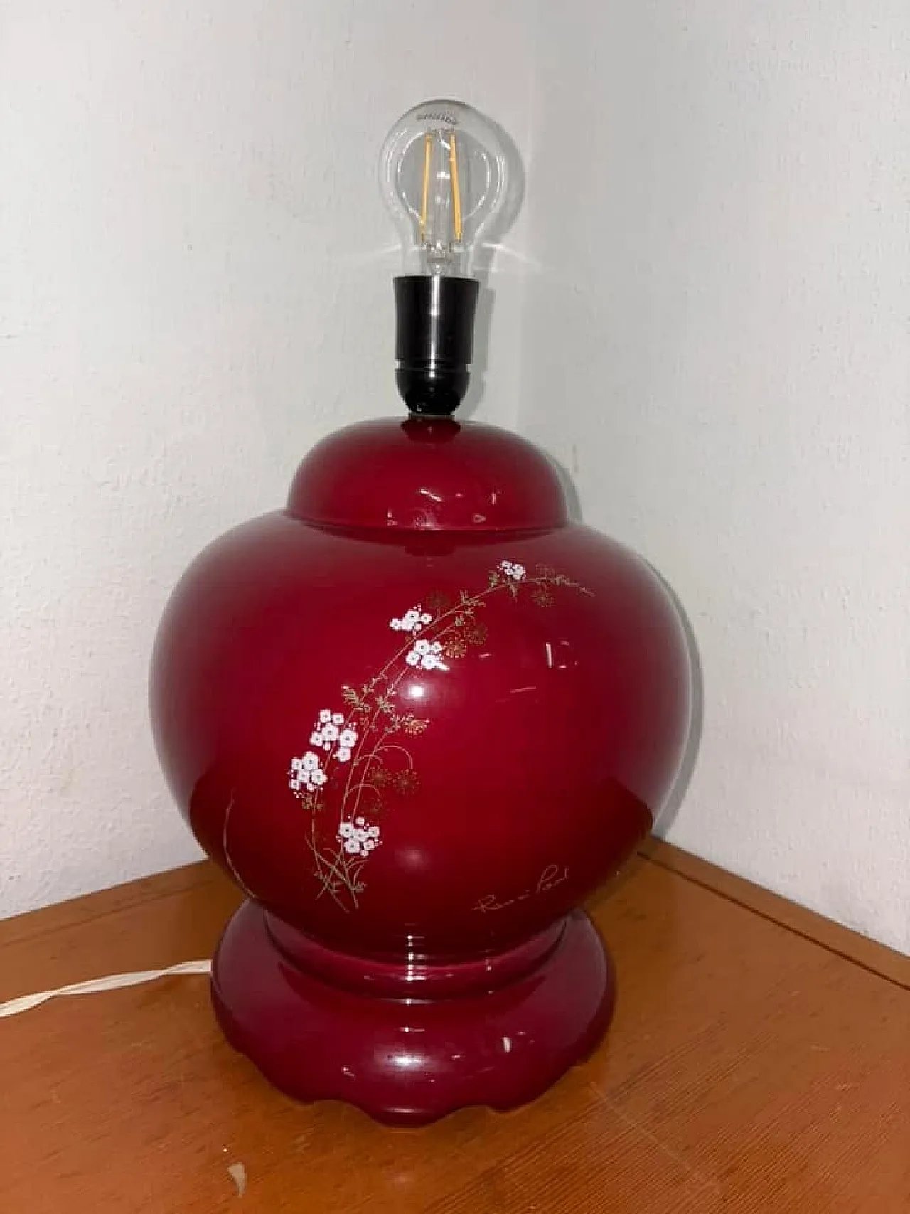 Lampada ceramica rossa,  anni '70 4