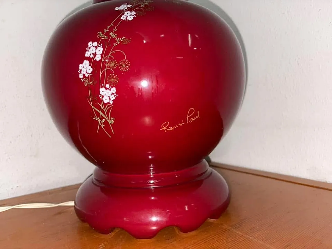 Lampada ceramica rossa,  anni '70 5